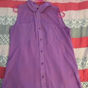2/$15 Lavender button-up Sleeveless Blouse, long